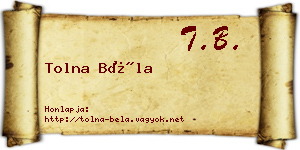 Tolna Béla névjegykártya